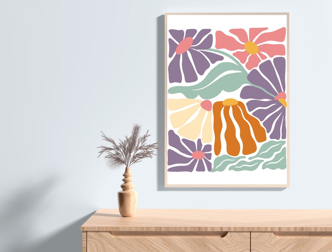 Bold Abstract Floral Matisse Style Modern Colorful Pop Wall Art - Image 2