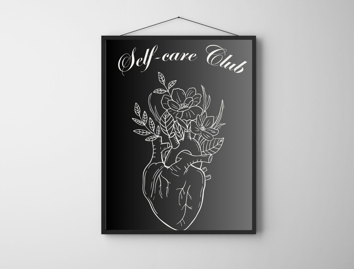 Self Care Club Floral Anatomical Heart Black Gothic Style Poster - Image 7