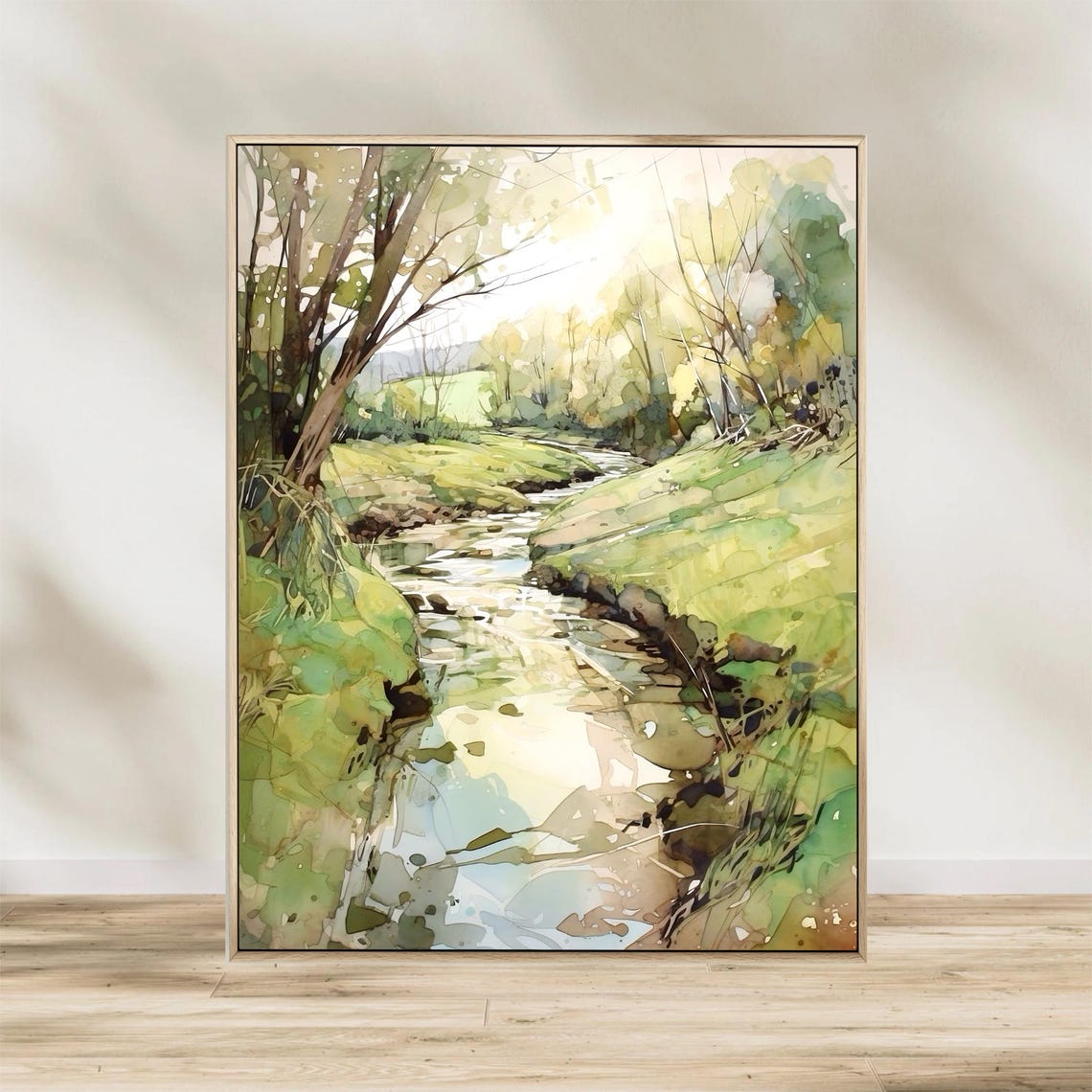 Summer Meadow Stream with Dappled Sunlight Watercolor Poster - Image 3