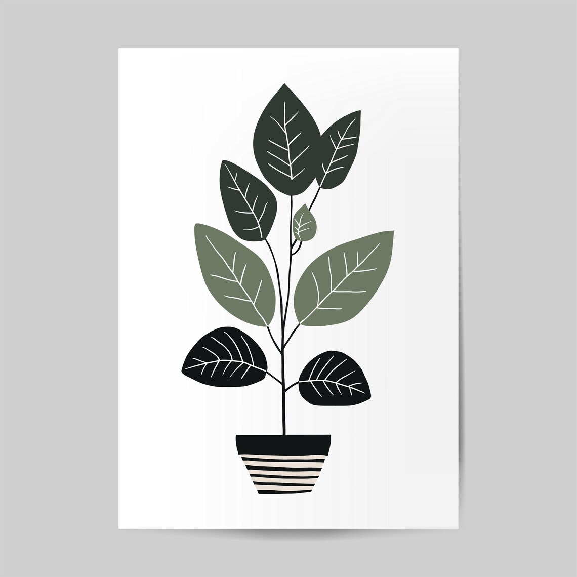 Scandinavian Ficus Minimalist Botanical Art Print - Image 2