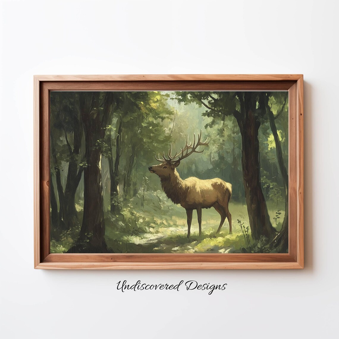 Vintage Forest Elk Painting Wall Art