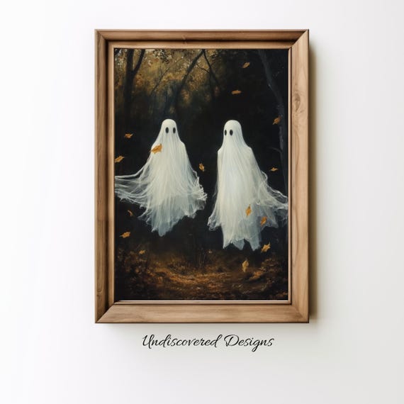 Ghostly Figures Spooky Halloween Art Dcor Wall Vintage Prints Oil Painting