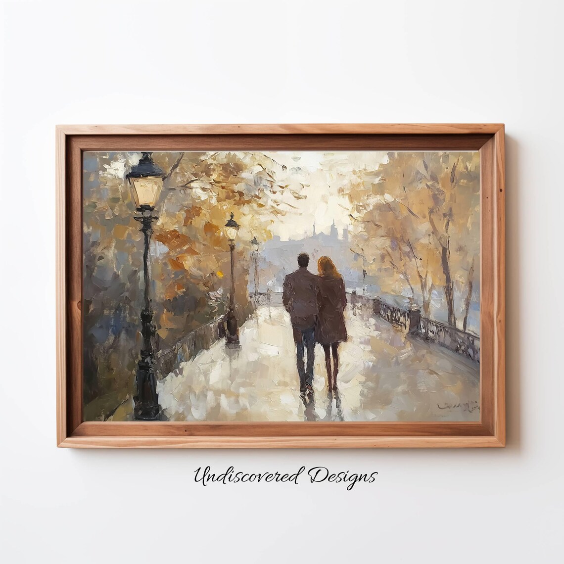 Couple Walking Vintage Oil Painting Art Print