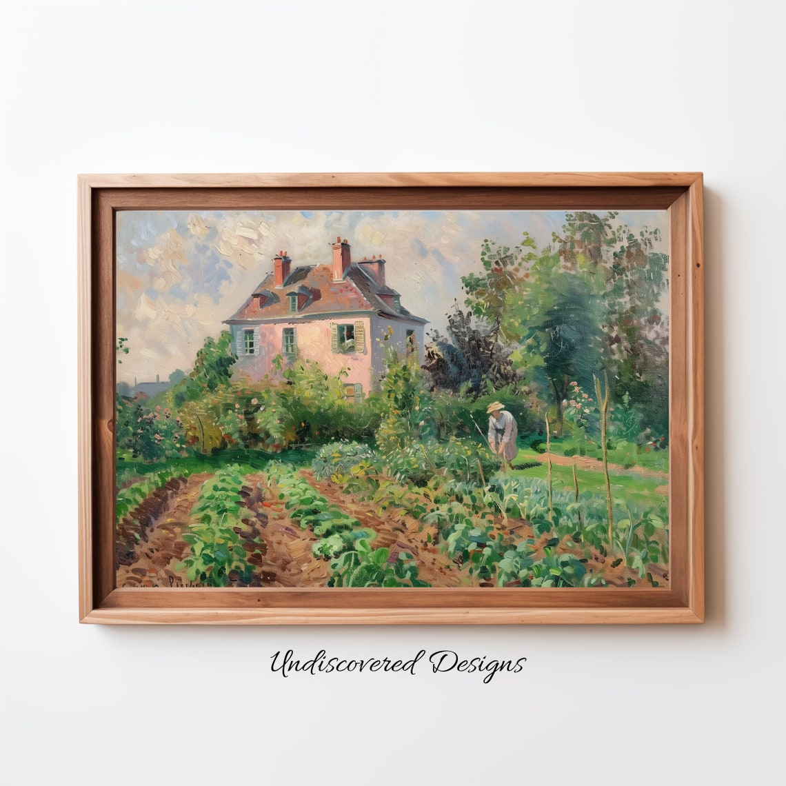 Impressionist Vegetable Garden With Gardener Oil Painting Poster