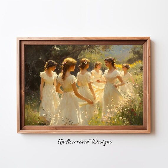 Vintage Women In White Dresses Art Print