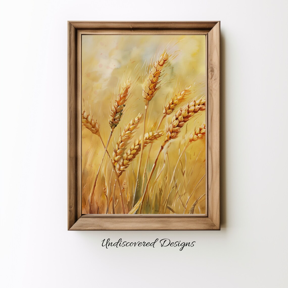 Golden Wheat Field at Sunset Rustic Farmhouse Oil Painting Print