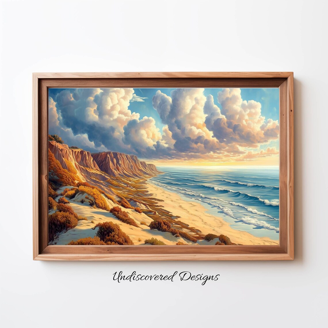 San Diego Coast Cliffs And Beach Vintage Oil Painting Travel Poster