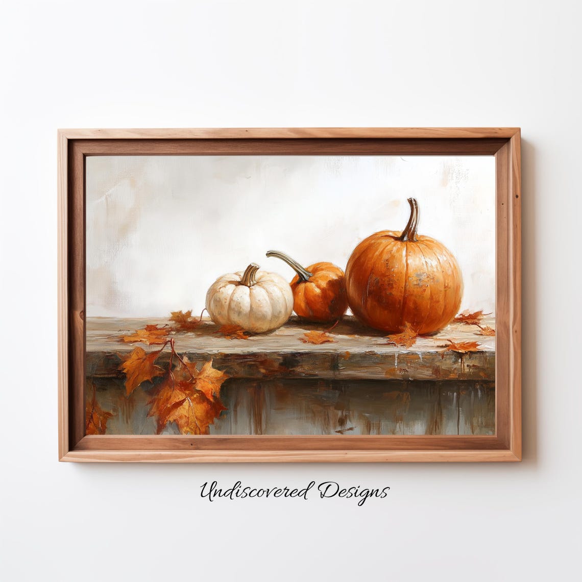 Autumn Pumpkins and Gourds Rustic Still Life Oil Painting Poster