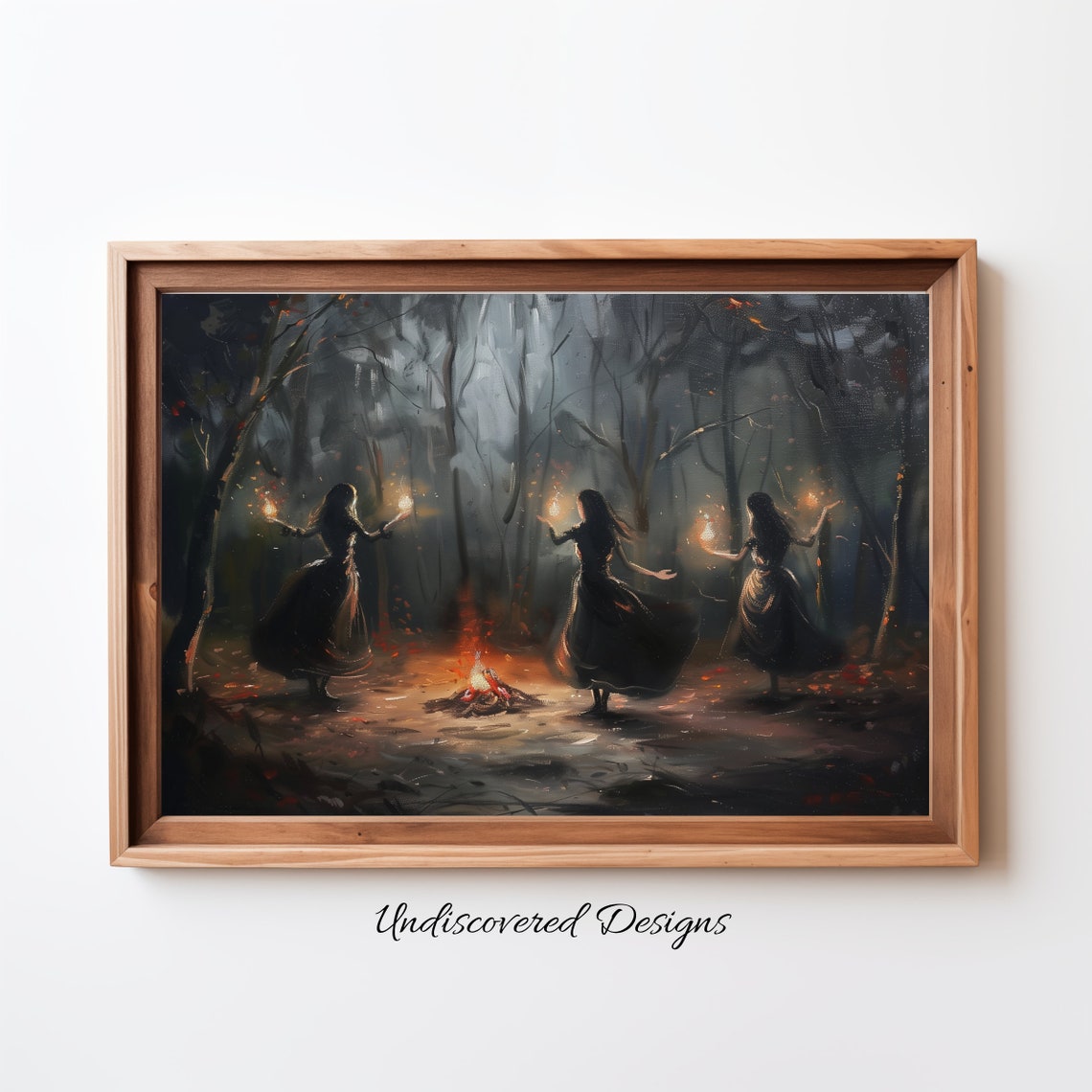 Witches Dance Art Print Spooky Halloween Vintage Oil Painting Prints
