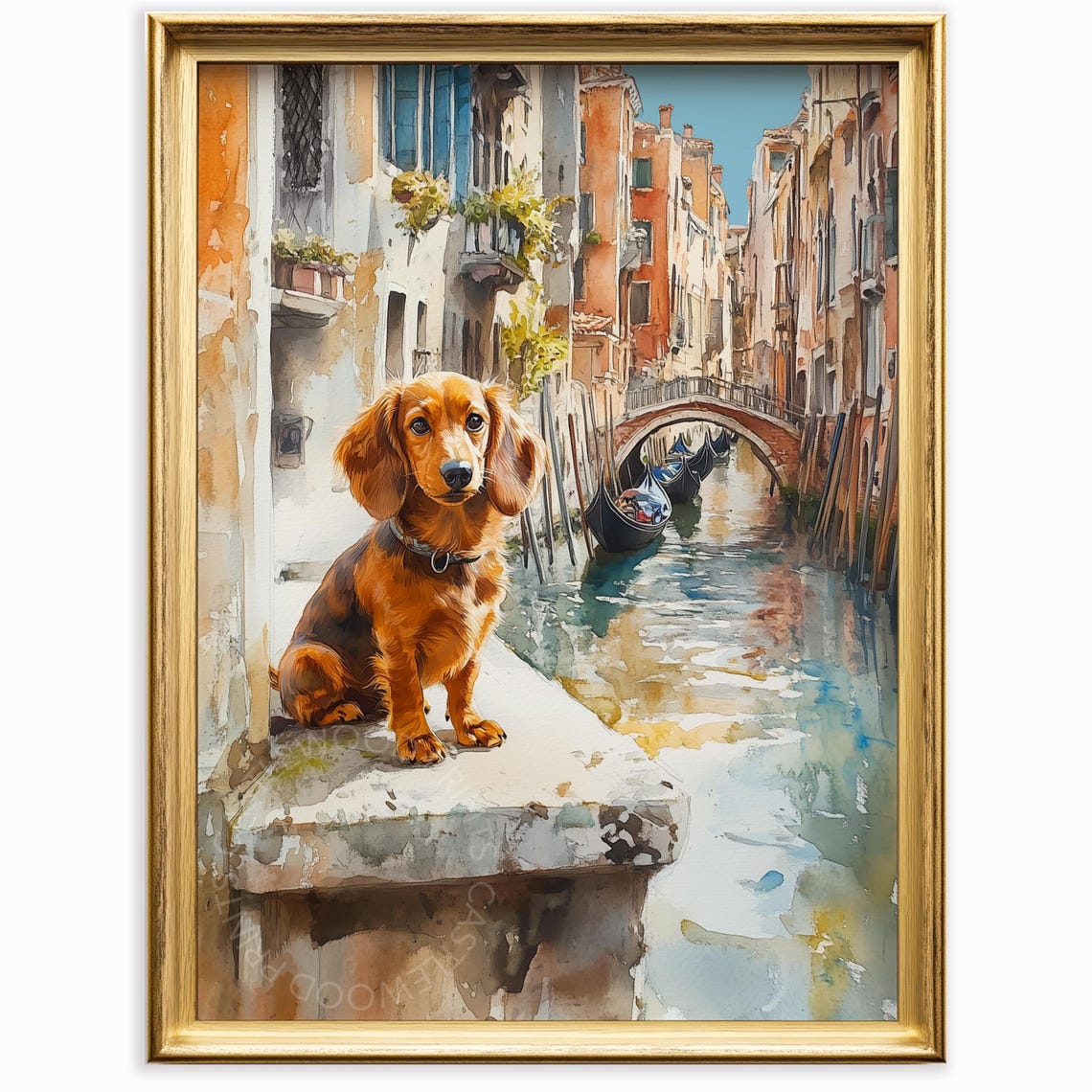 Dachshund Puppy On A Venetian Balcony Overlooking A Canal Poster