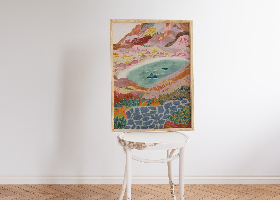 Abstract Mountain Scenery Poster, Living Room Decor
