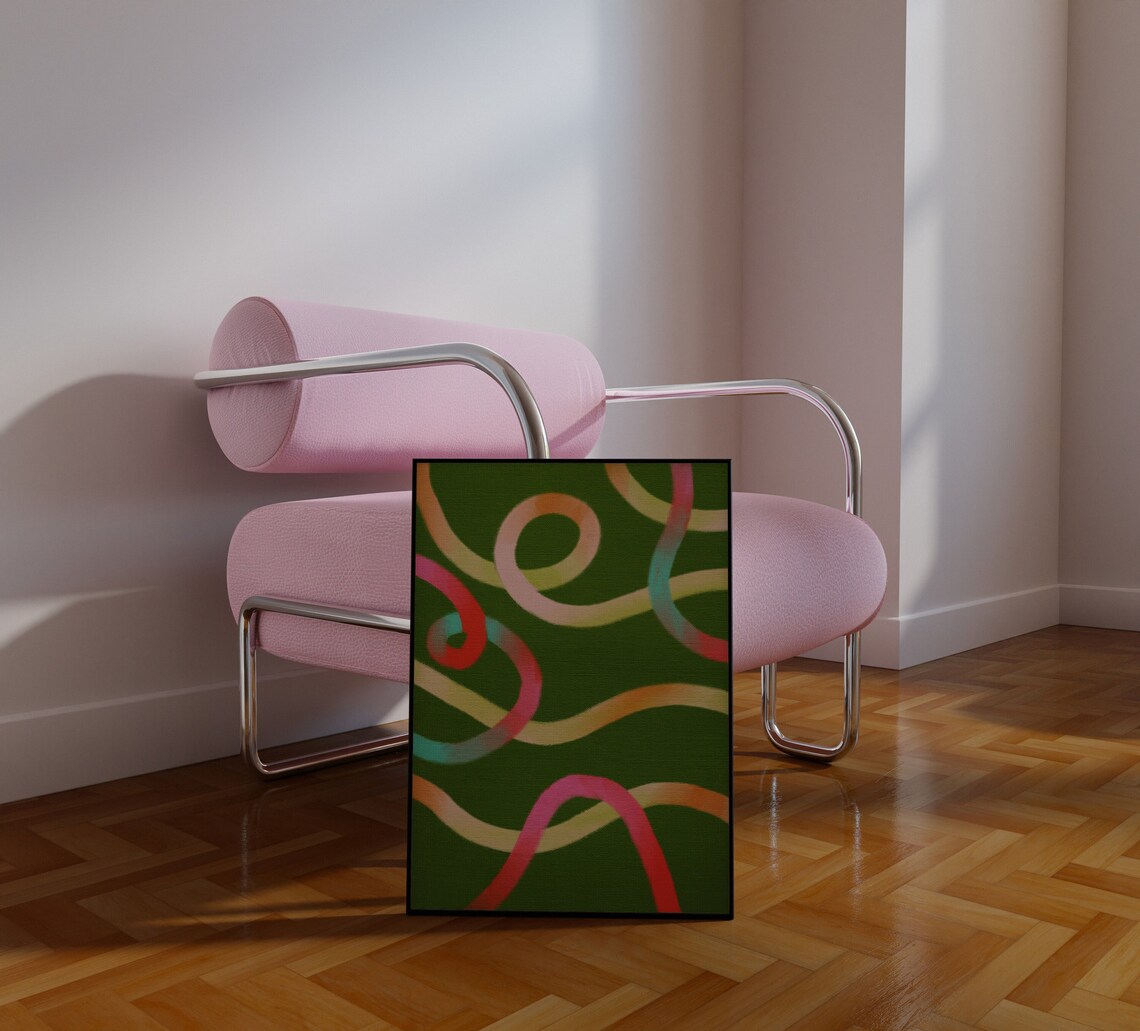 Colorful Swirl Geometric Art Print Abstract Squiggles