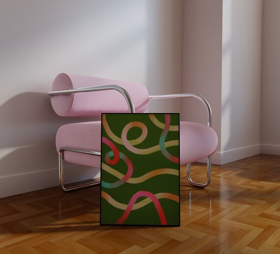 Colorful Swirl Geometric Art Print Abstract Squiggles
