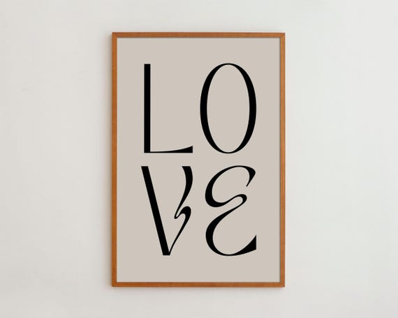 Love Typography Art Print, Scandinavian Minimalist Decor