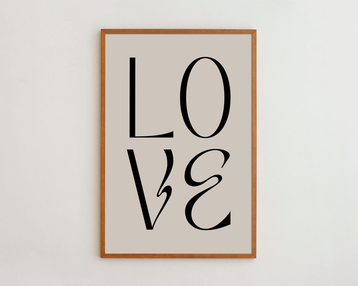 Love Typography Art Print, Scandinavian Minimalist Decor