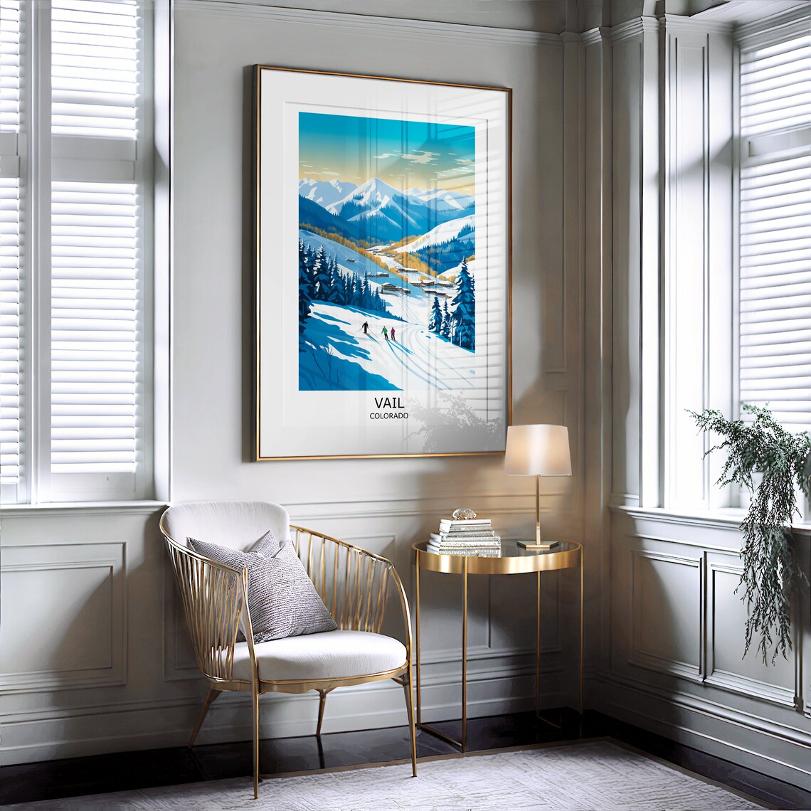 Vail Colorado Ski Resort Slopes Winter Illustration Art Poster - Image 2