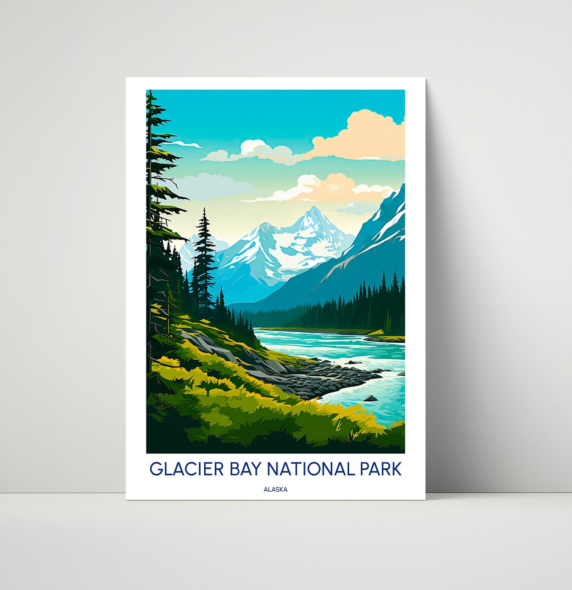 Glacier Bay National Park Alaska Lake Mountains Travel Poster