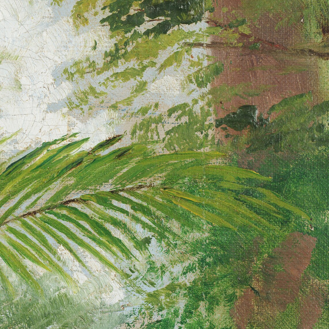 Tropical Jungle Stream with Palm Fronds Under a Green Canopy Poster - Image 2