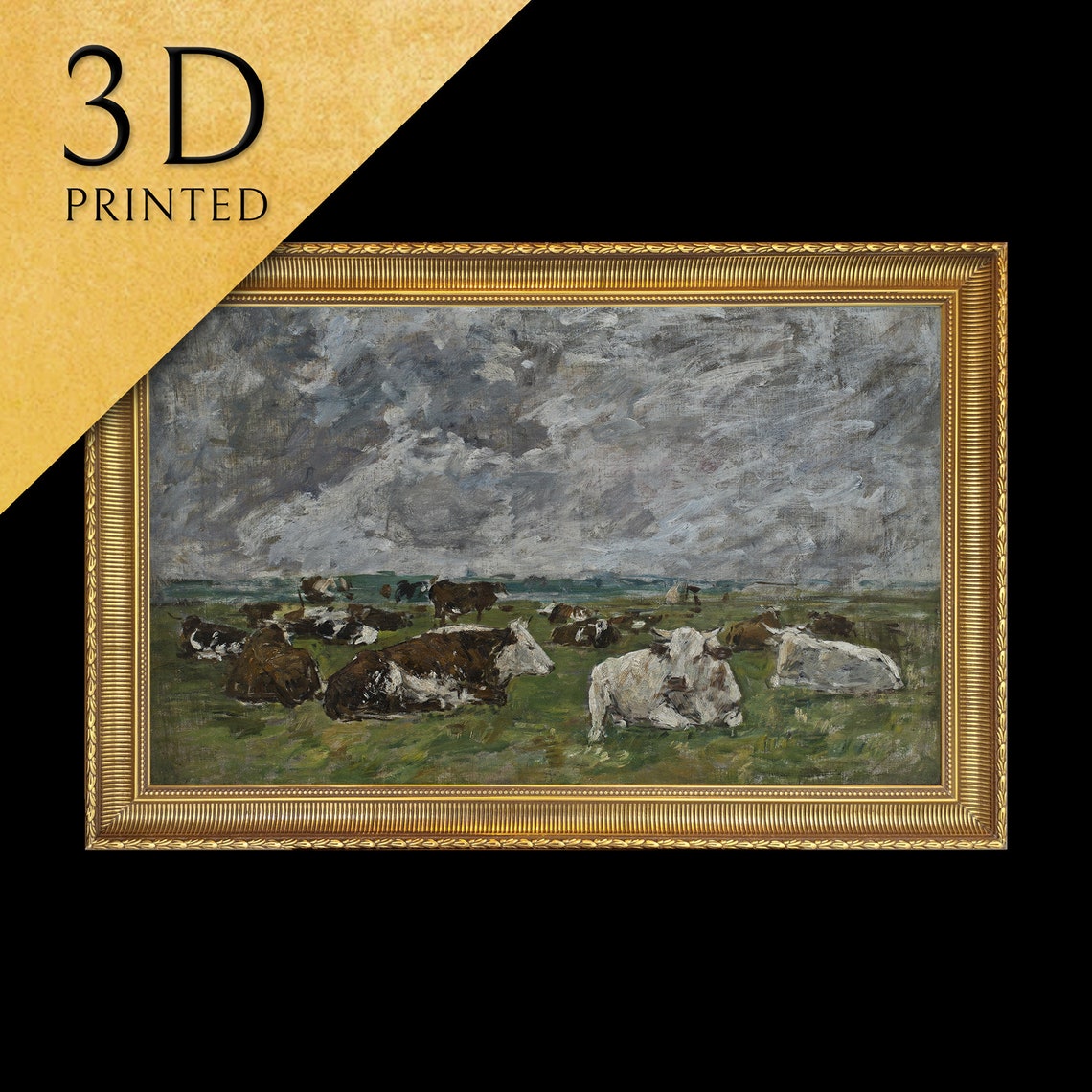 Eugene Boudin Cattle Under Stormy Sky Impressionist Meadow Poster
