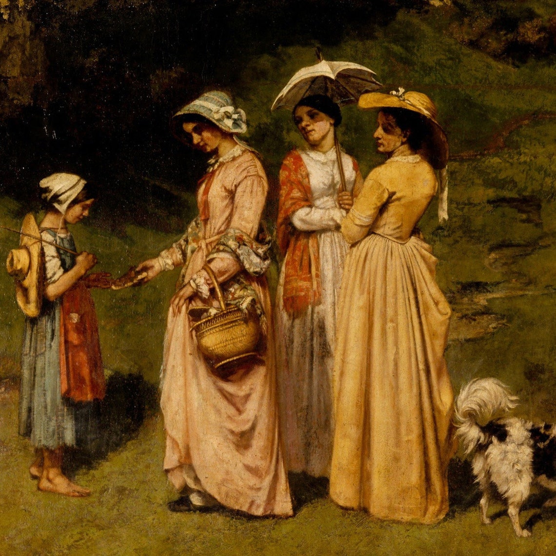 Young Ladies Of The Village By Gustave Courbet 3d Printed With Texture And Brush Strokes Looks Like Original Oil Painting Landscape Print - Image 2