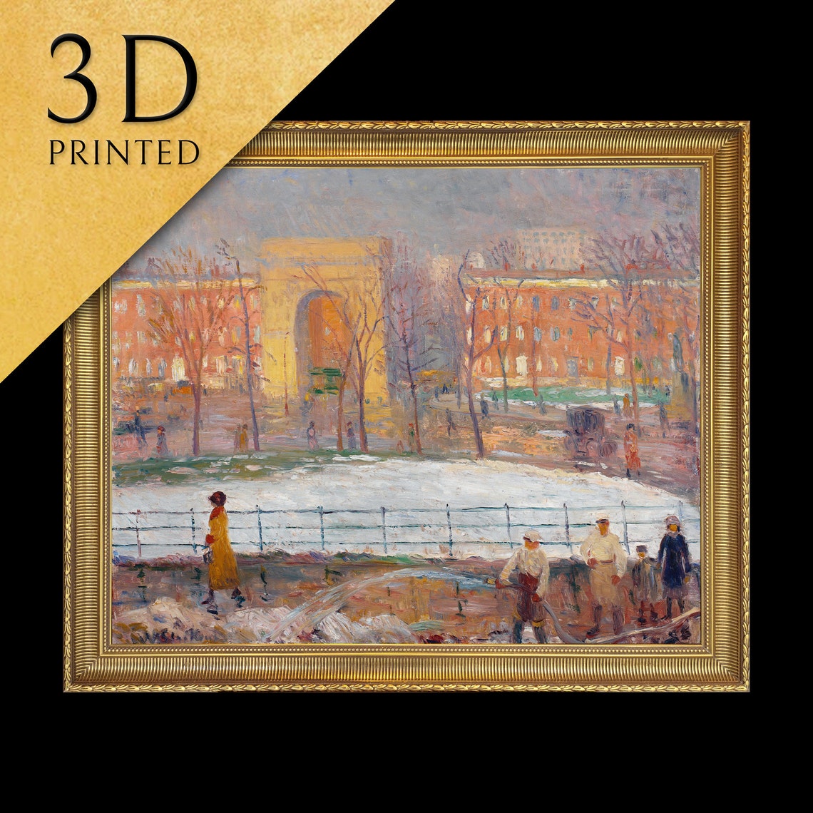 Washington Square Arch Winter Scene Impressionist New York Print