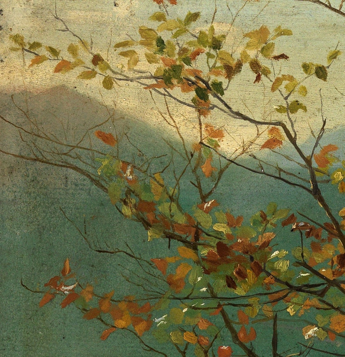 Hans Thoma Autumn Birch Tree Meadow Valley Landscape Textured Print - Image 2