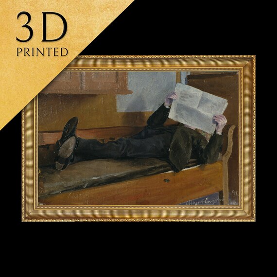 Albert Engstrom Gentleman Relaxing and Reading a Newspaper Daybed Poster