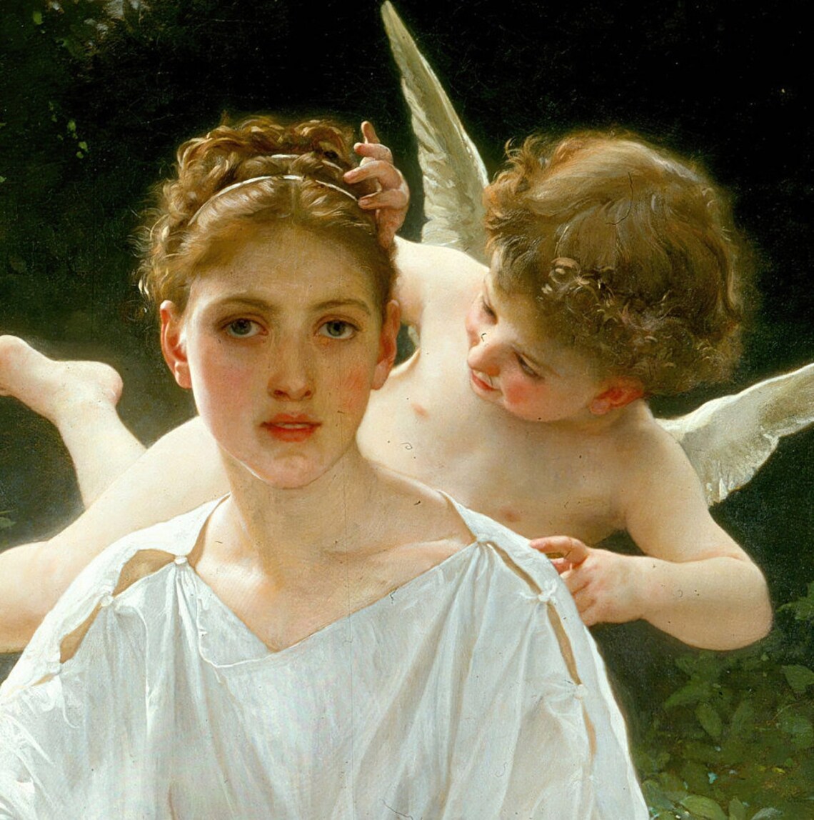 William Bouguereau Whisperings Of Love Cherub And Maiden Wall Art - Image 3