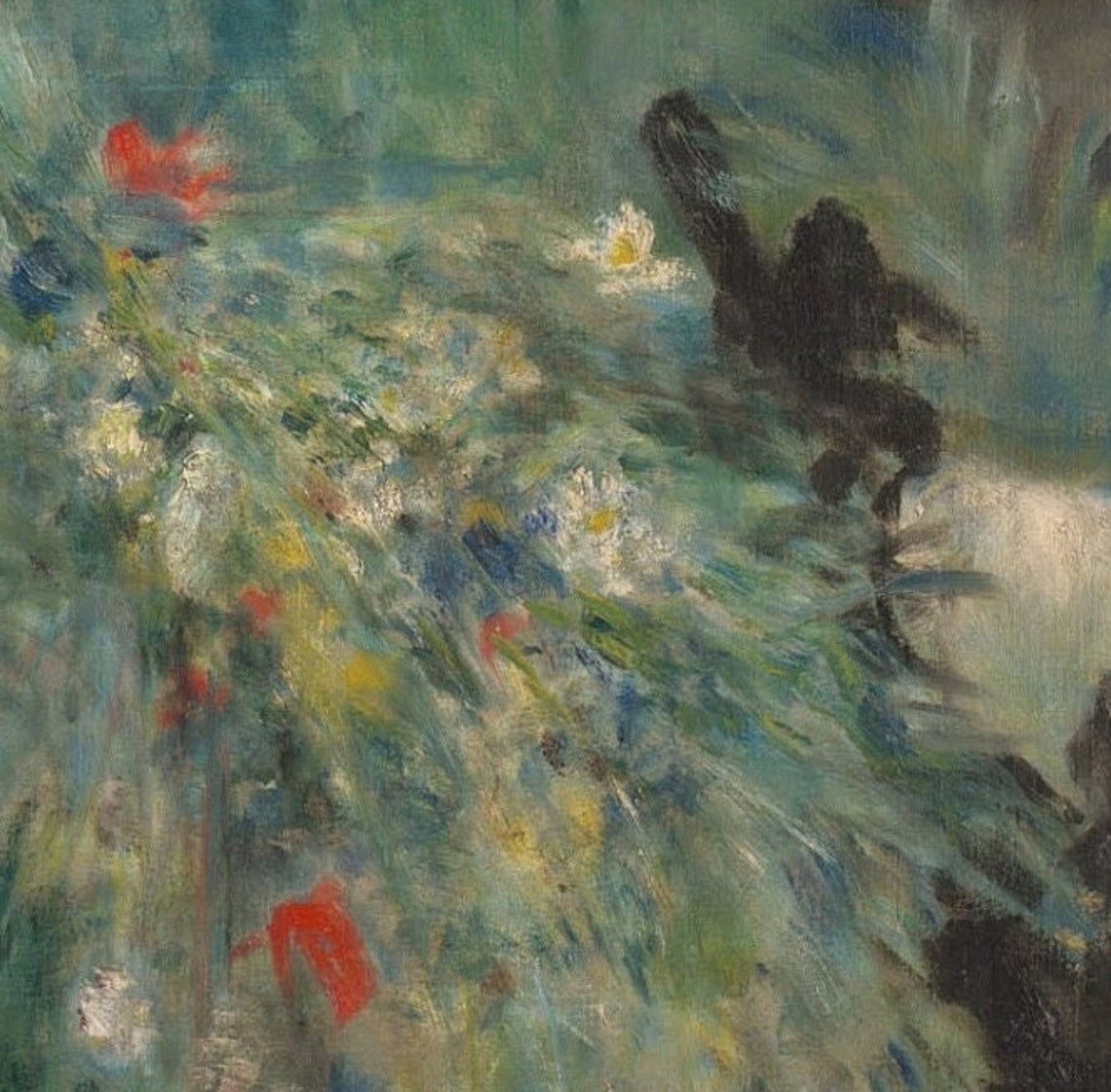 Renoir Impressionist Lovers in a Dreamy Blue Garden Embrace Poster - Image 2