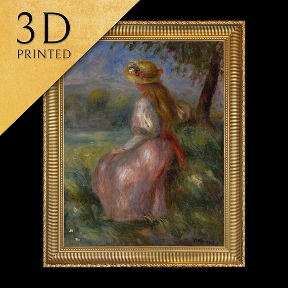 Jeune Fille En Rose By Pierre Auguste Renoir 3d Printed With Texture And Brush Strokes Looks Like Original Oil Painting