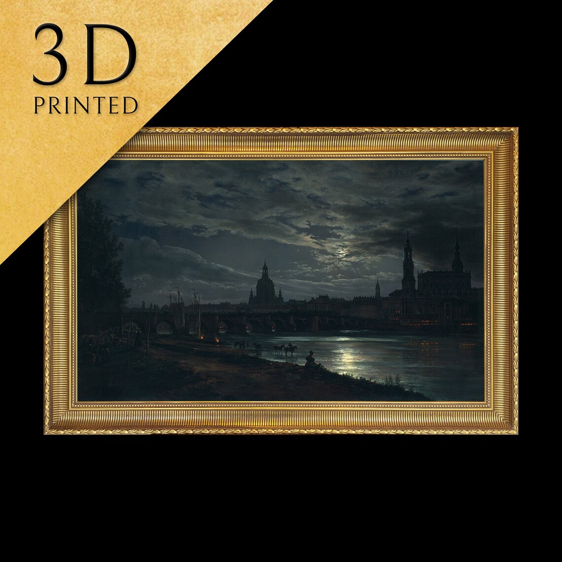 Dresden By Moonlight by Johan Christian Dahl Art Print - Image 3