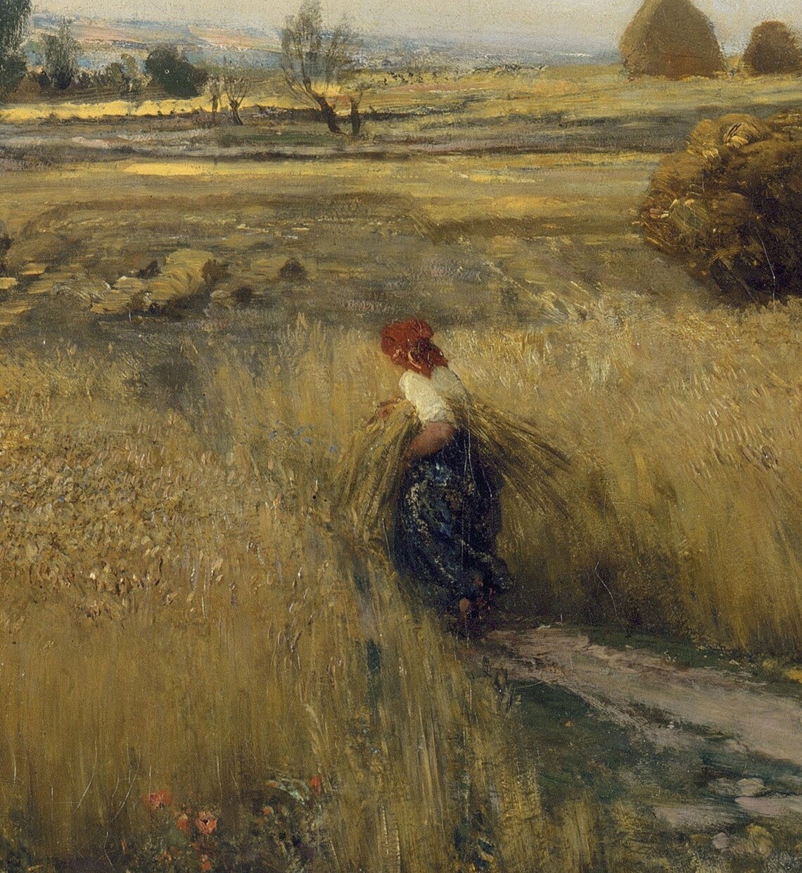 Daubigny Harvest Wheat Field French Countryside Scene Poster - Image 3
