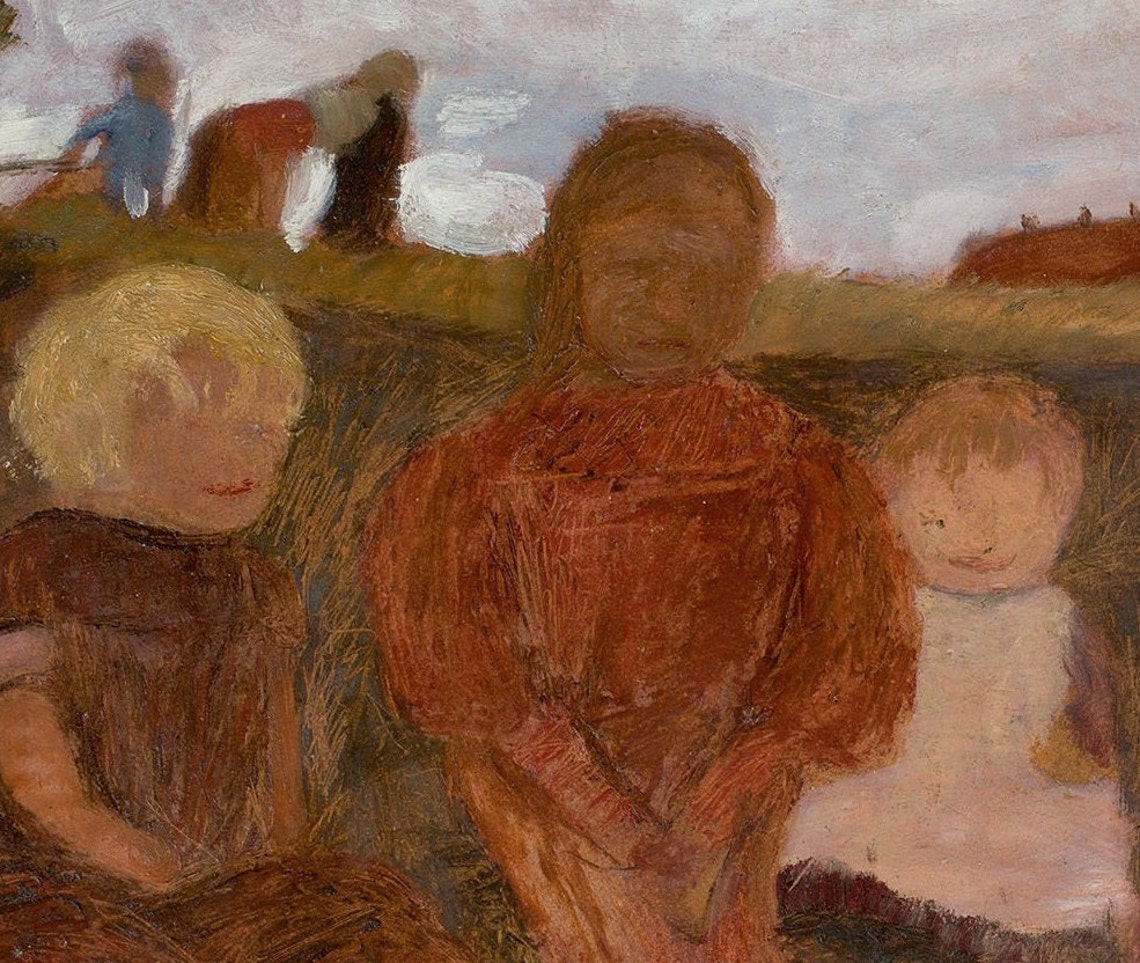 Modersohn Becker Five Children On A Hillside Folk Art Classic Poster - Image 3