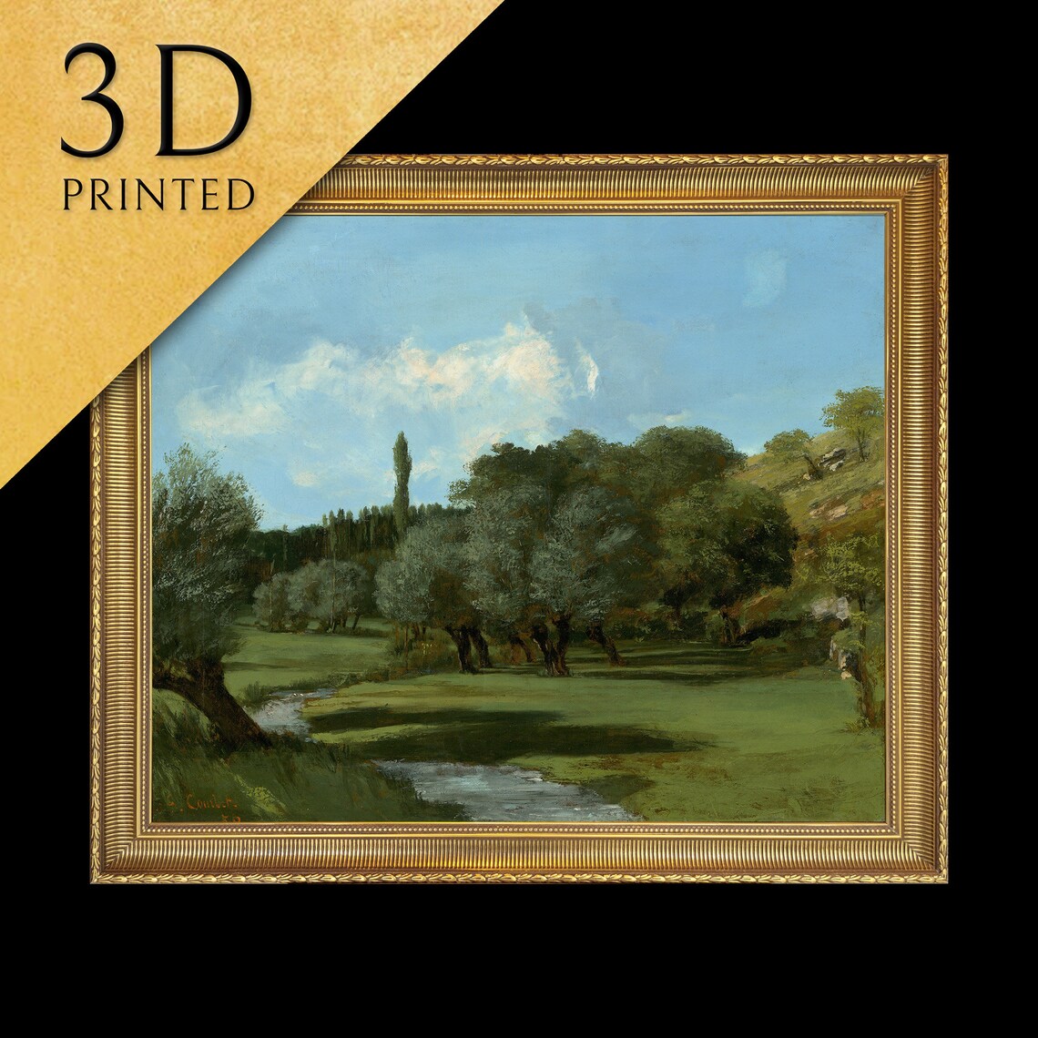 Gustave Courbet La Bretonnerie Meadow Stream Grove Landscape Poster
