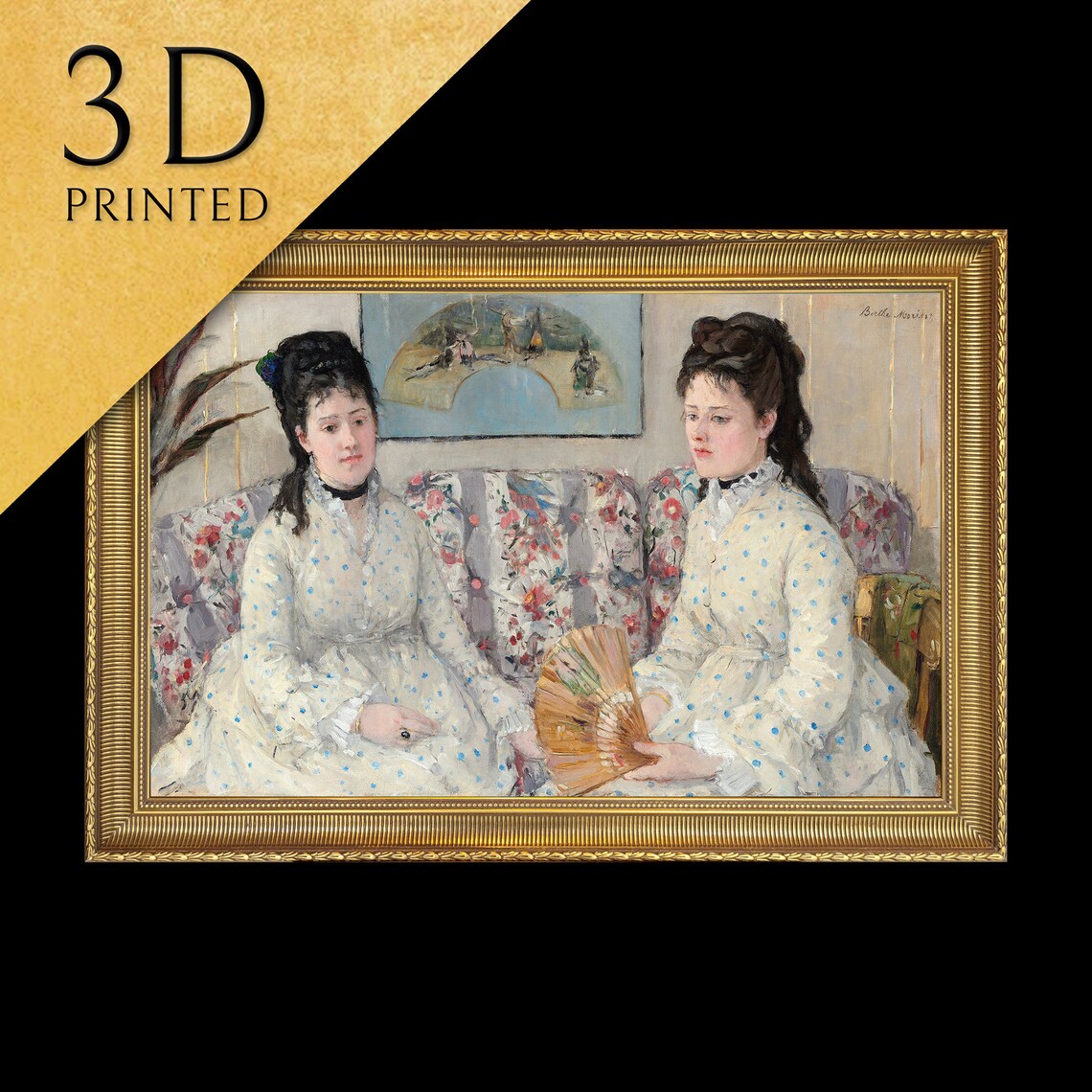Berthe Morisot Two Women in White Dresses With a Fan Portrait Print