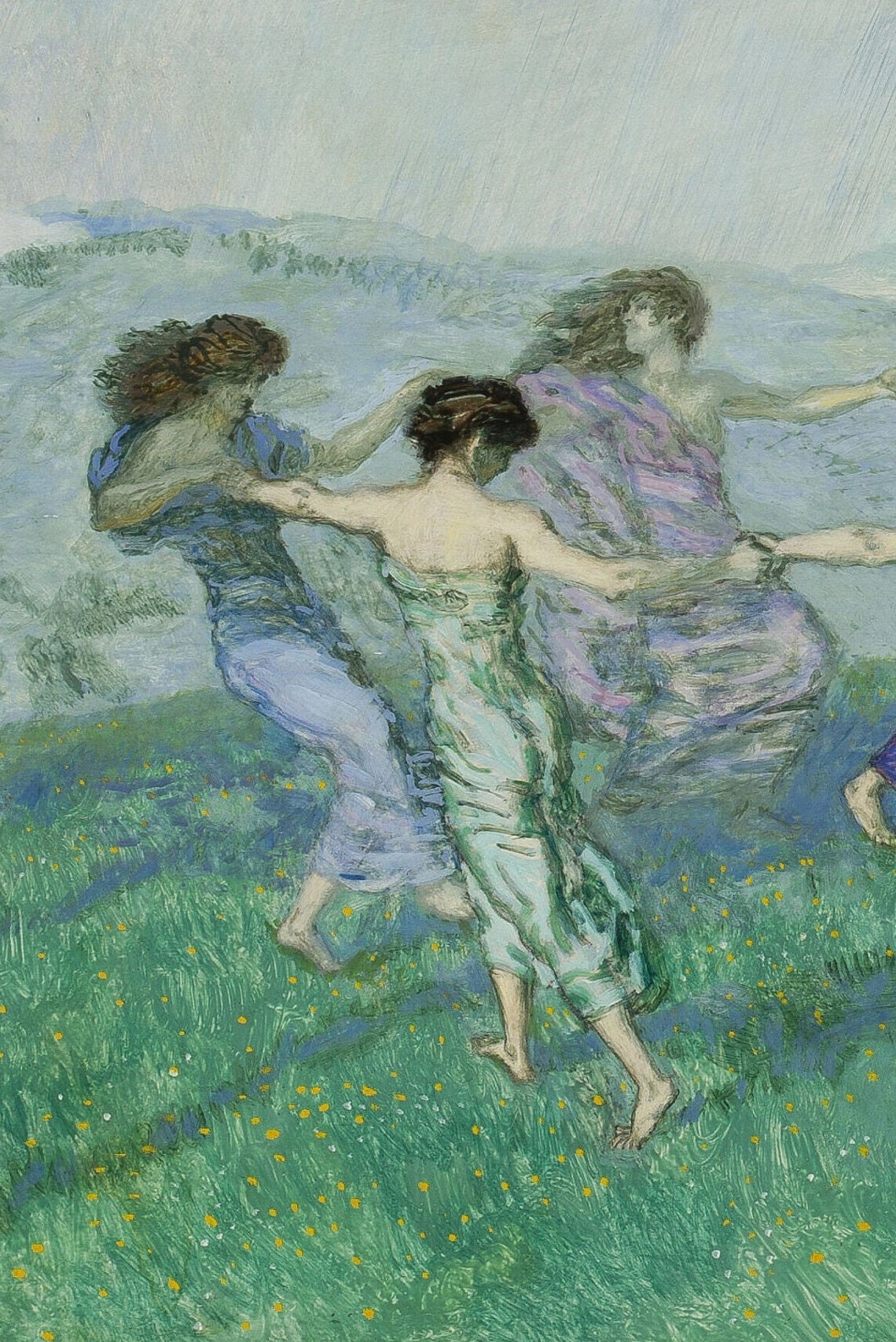 Dancing Nymphs in a Meadow Circle Symbolist Classic Art Poster - Image 2