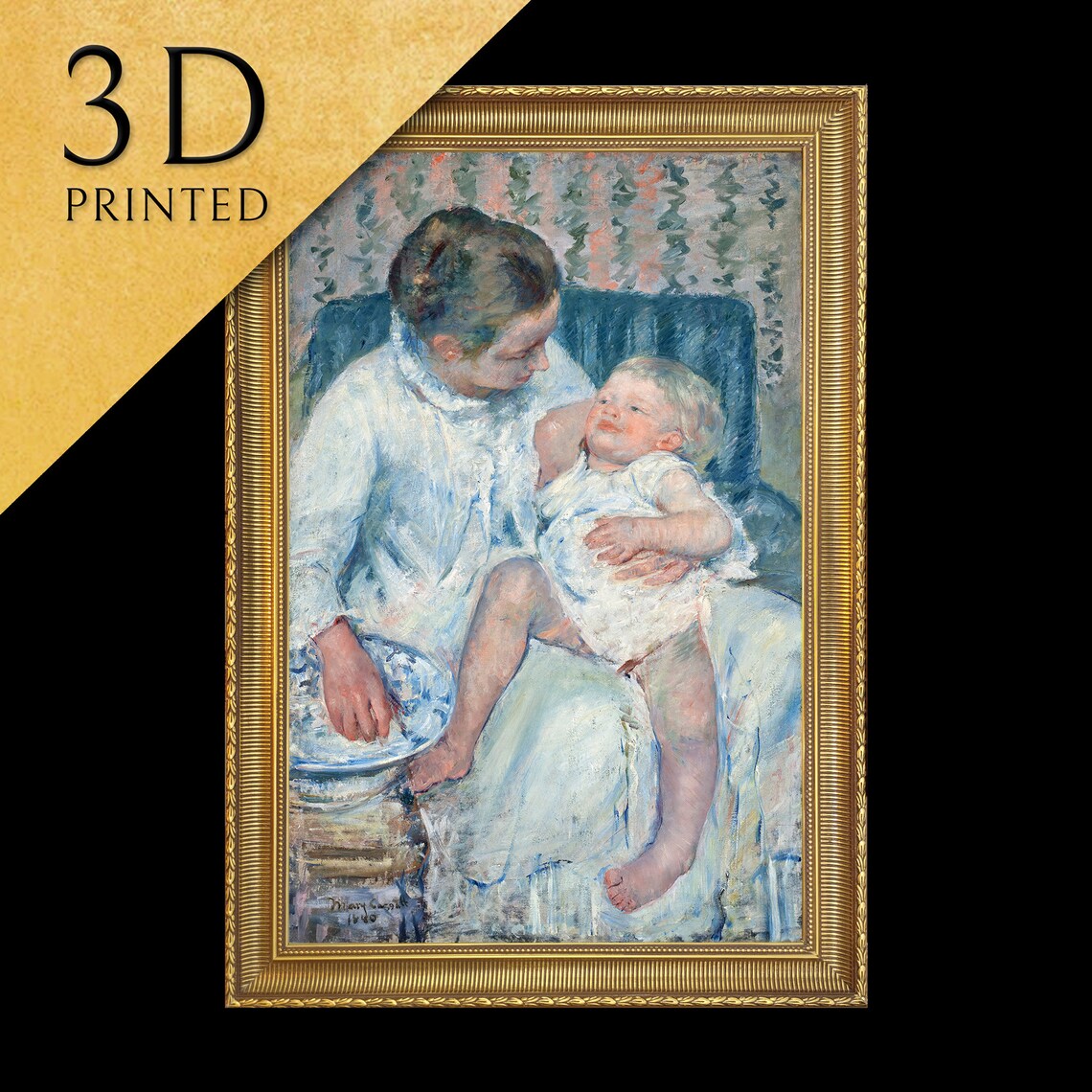 Mary Cassatt Mother About to Wash Her Sleepy Child Art Poster