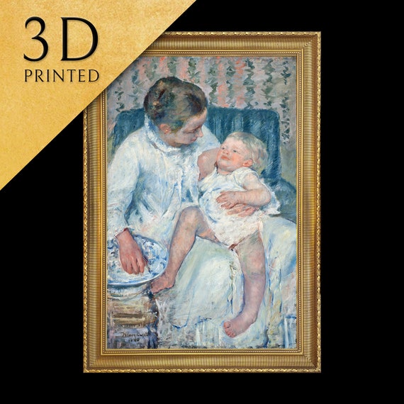 Mother About To Wash Her Sleepy Child By Mary Cassatt 3d Printed With Texture And Brush Strokes Looks Like Original Oil Painting