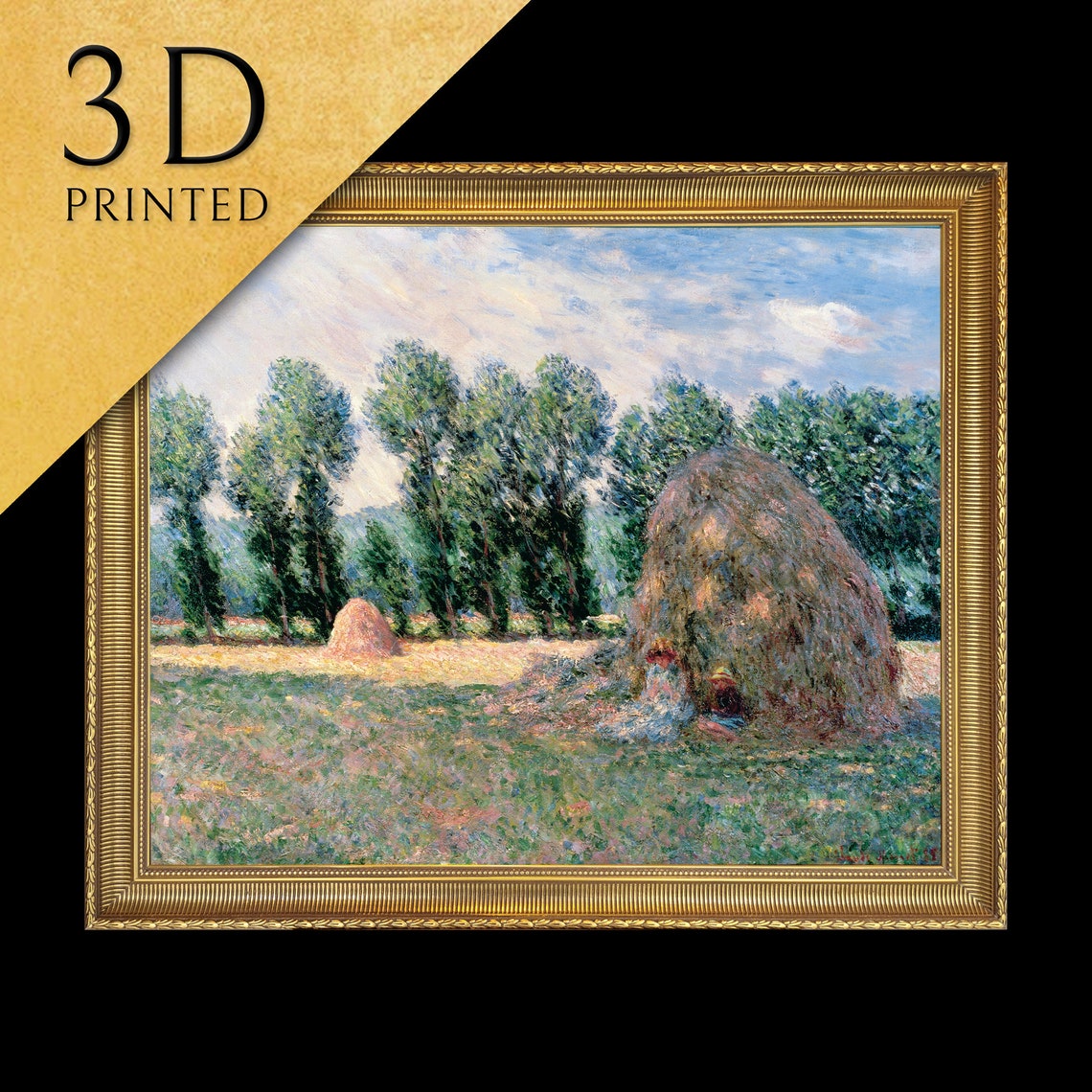 Claude Monet Haystacks In Sunlit Summer Meadow Textured Art Poster
