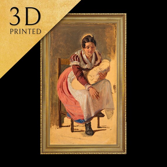 Woman in Red and White Peasant Dress Seated Portrait Painting Poster