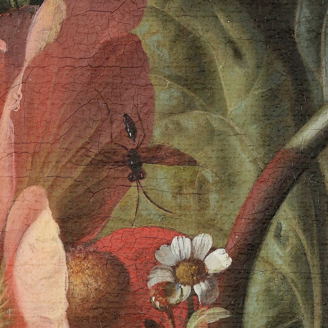 Old Master Flower Bouquet Poppies Roses Dark Vintage Still Life Print - Image 2