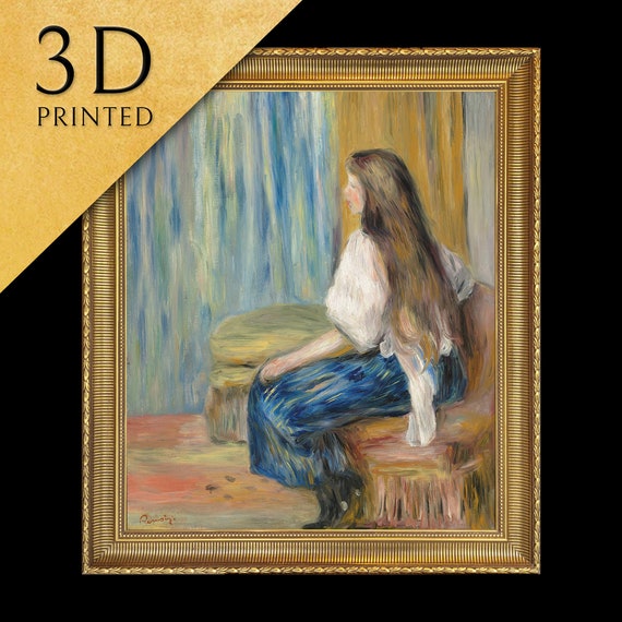 Femme Aux Longs Cheveux By Pierre Auguste Renoir 3d Printed With Texture And Brush Strokes Looks Like Original Oil Painting