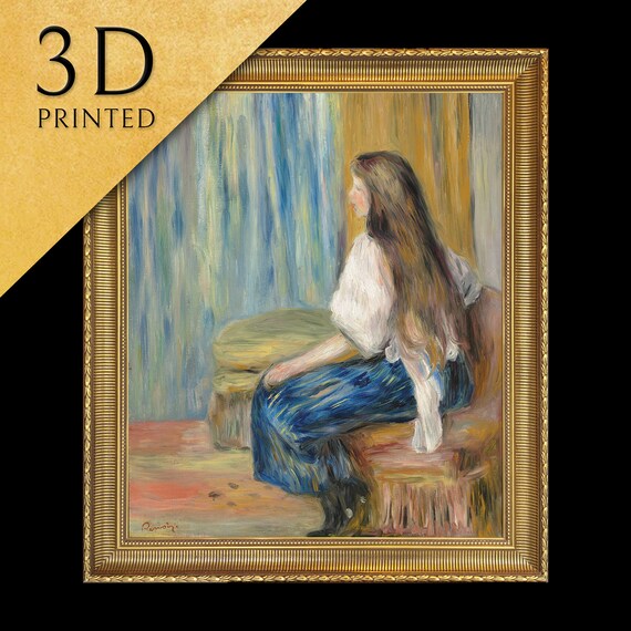 Renoir Seated Woman with Long Hair in a Blue Skirt Portrait Poster