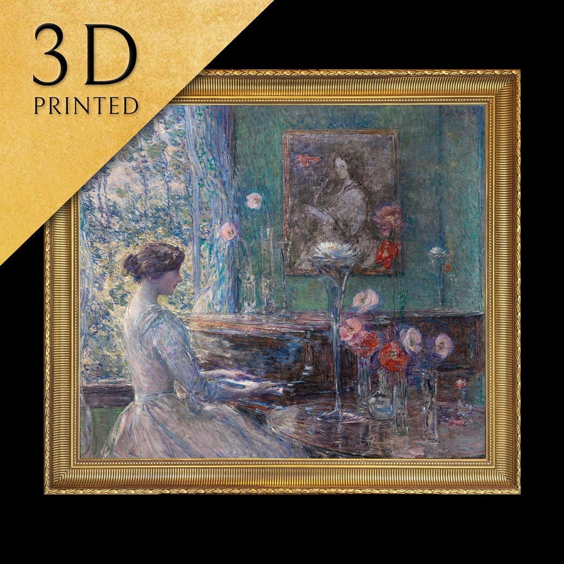 Childe Hassam Improvisation Woman At Piano Impressionist Room Wall Art