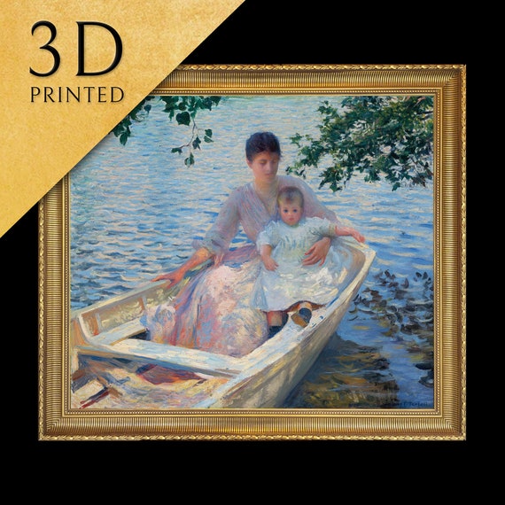 Mother And Child In A Boat By Edmund C Tarbell 3d Printed With Texture And Brush Strokes Looks Like Original Oil Painting