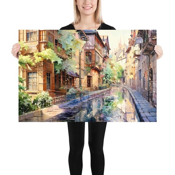 Geneva Switzerland Watercolor Painting Print Cityscape Wall Art
