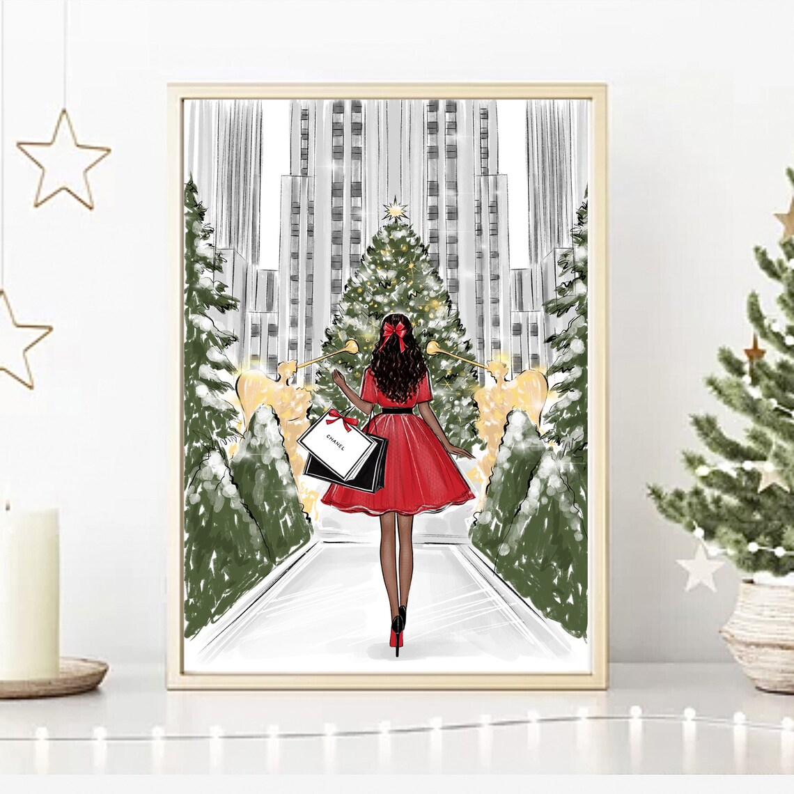 Christmas In New York Art Print, Holiday Sketch - Image 5