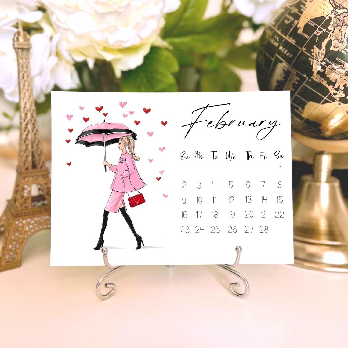 Fashion Illustration 2025 Desk Calendar, Mini Calendar - Image 4
