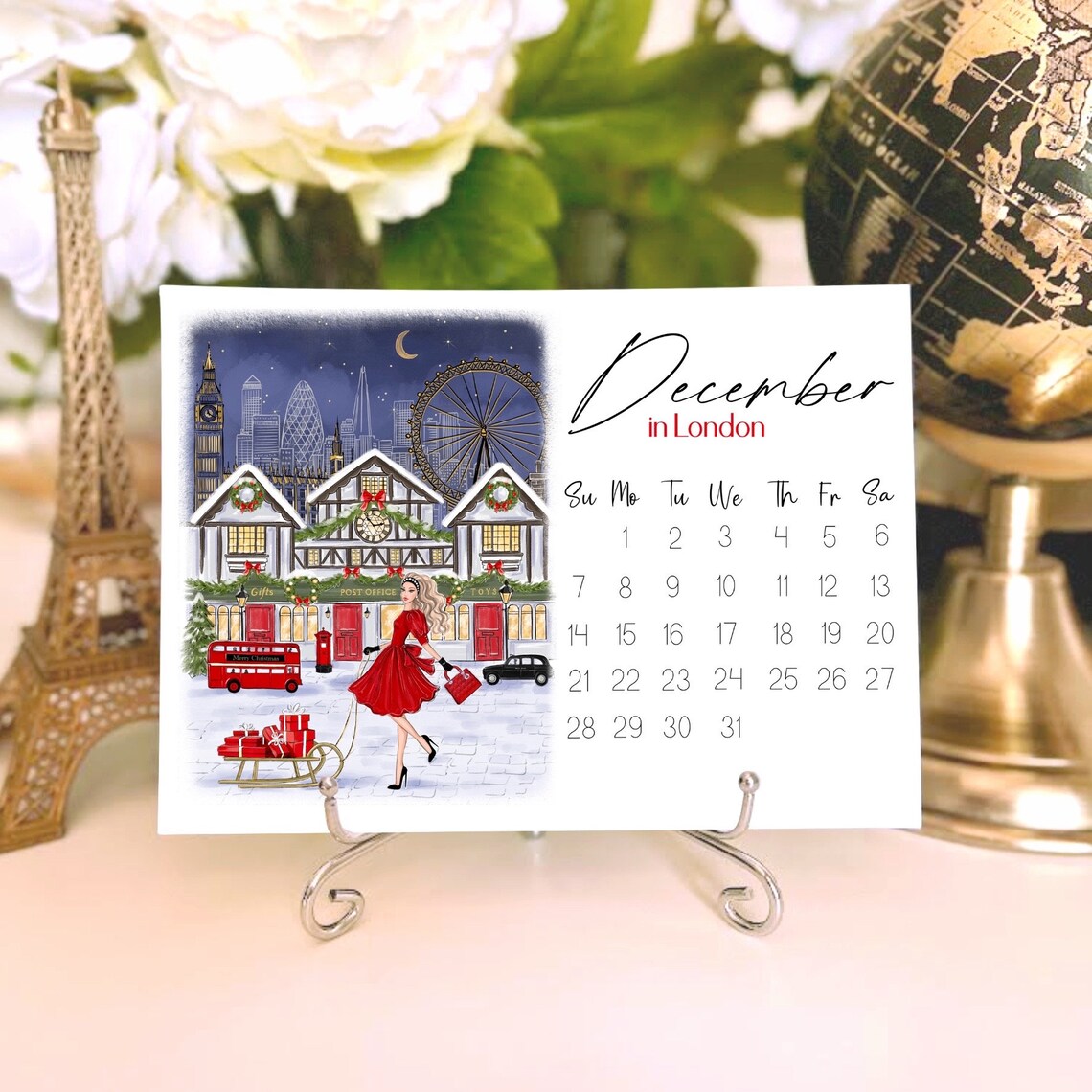 Travel Calendar 2025 Fashion Sketches Desk Calendar - Image 5