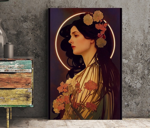Persephone Greek Goddess Poster, Mucha-Inspired